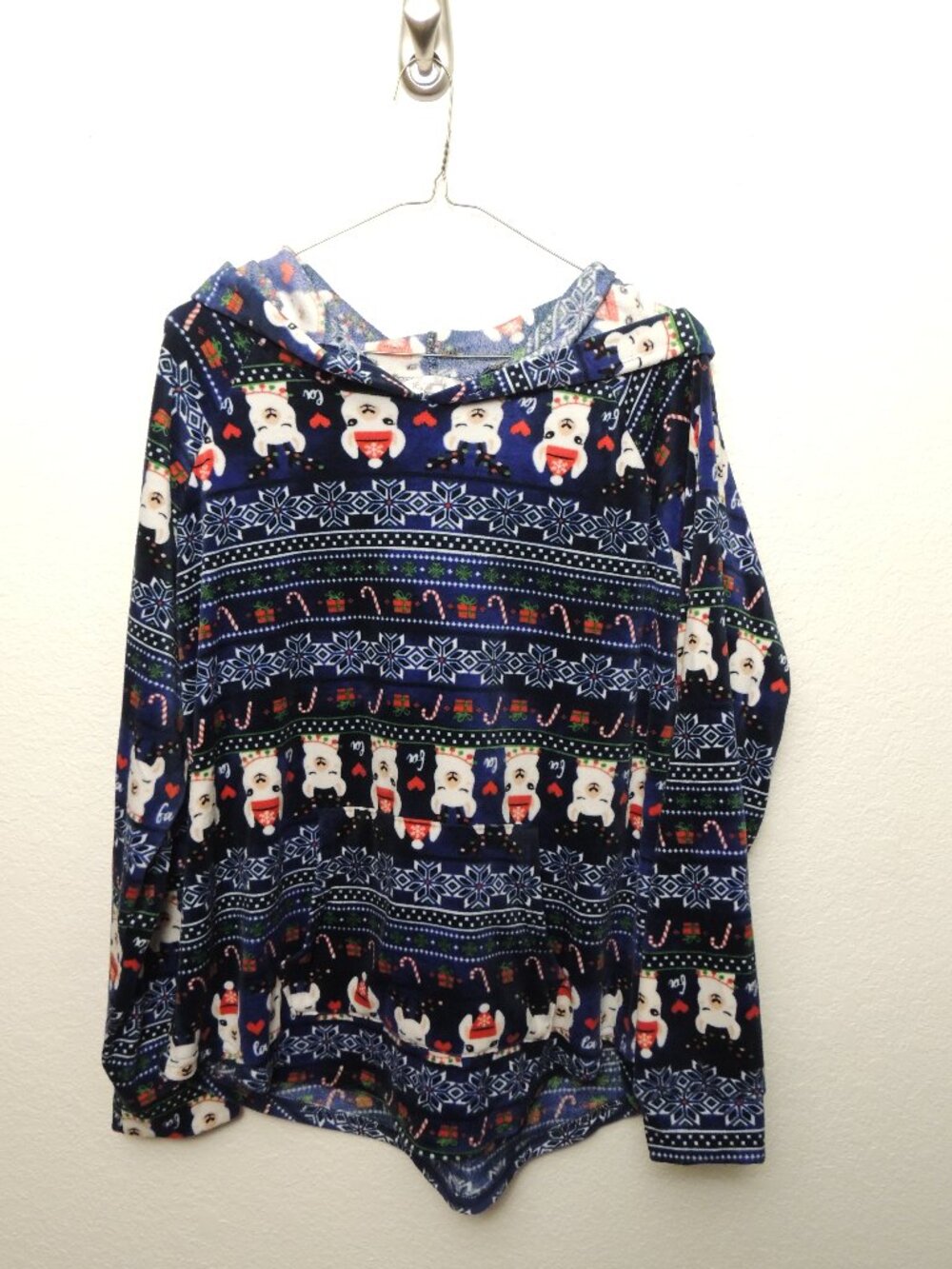 No Boundaries Juniors XXL Plush Winter Fair Isle Snowflake Llama Hoodie
